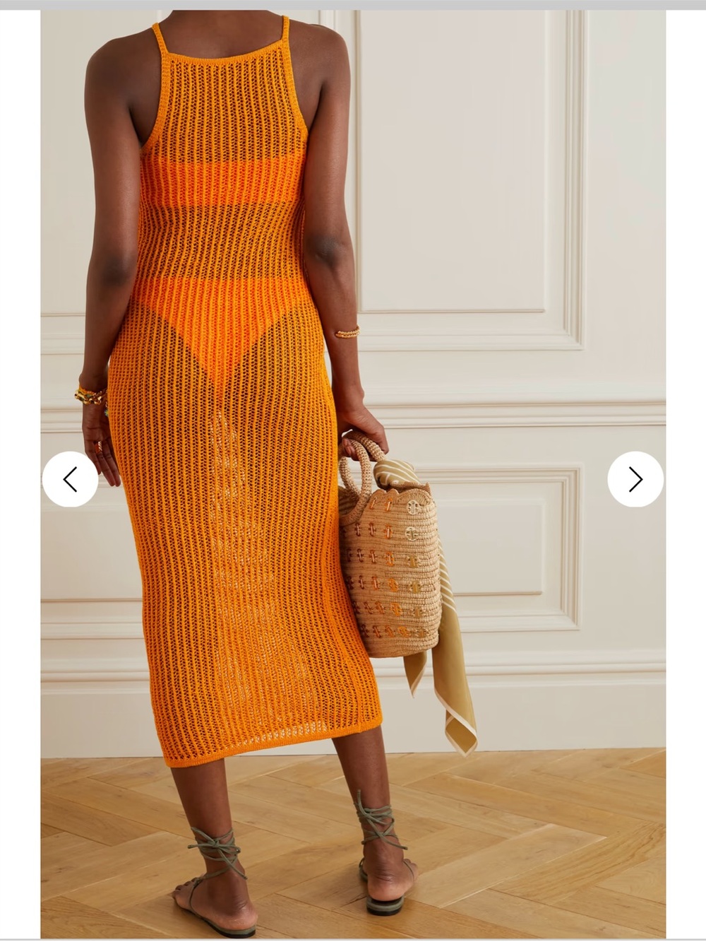 Cult Gaia Yaro Crocheted Cotton Blend Midi Dress - Marigold - Picture 4 of 5